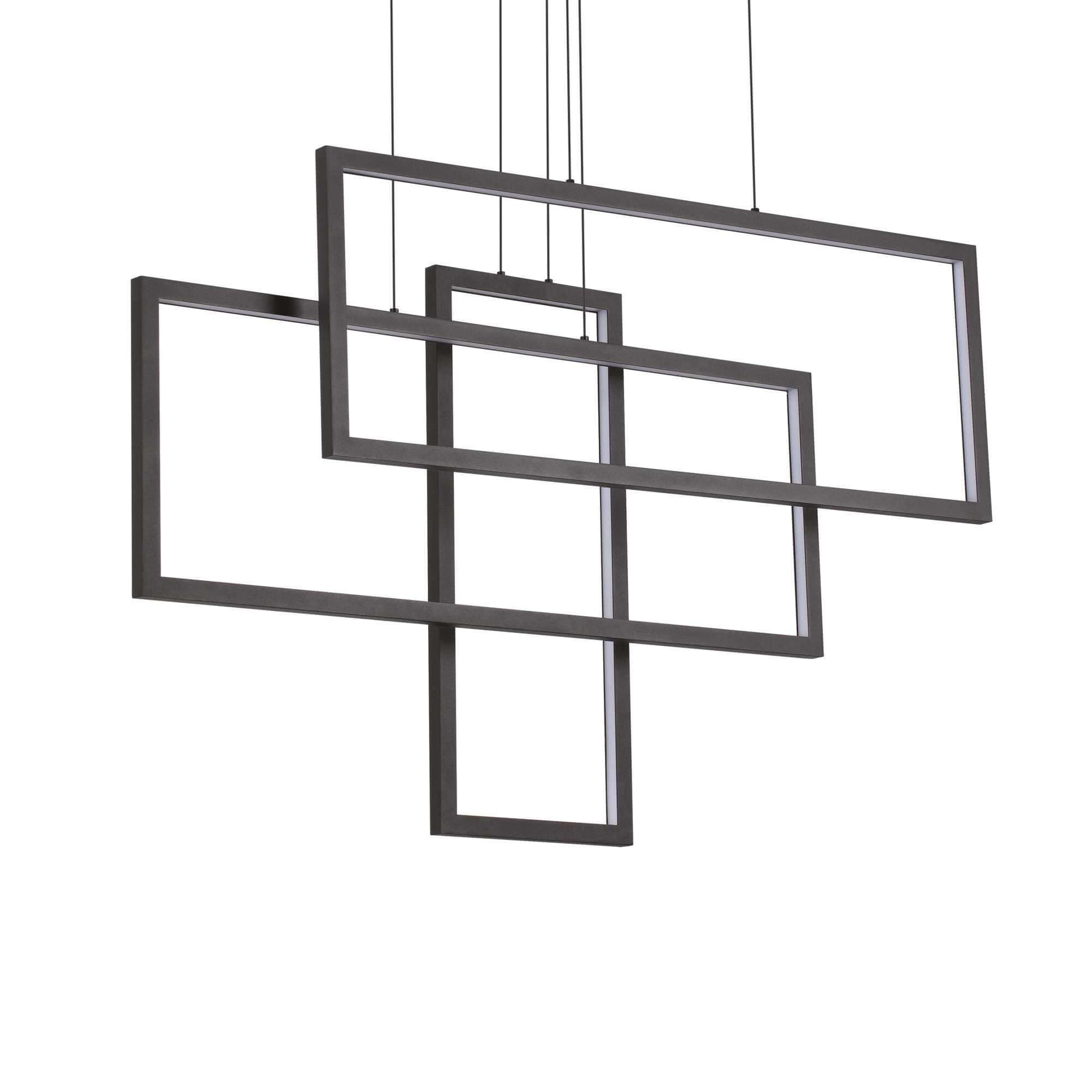 Ideallux Pendelleuchte RETTANGOLO schwarz, mattes schwarzes Metall, modernes Design, höhenverstellbar, LED 10700LM 3000K