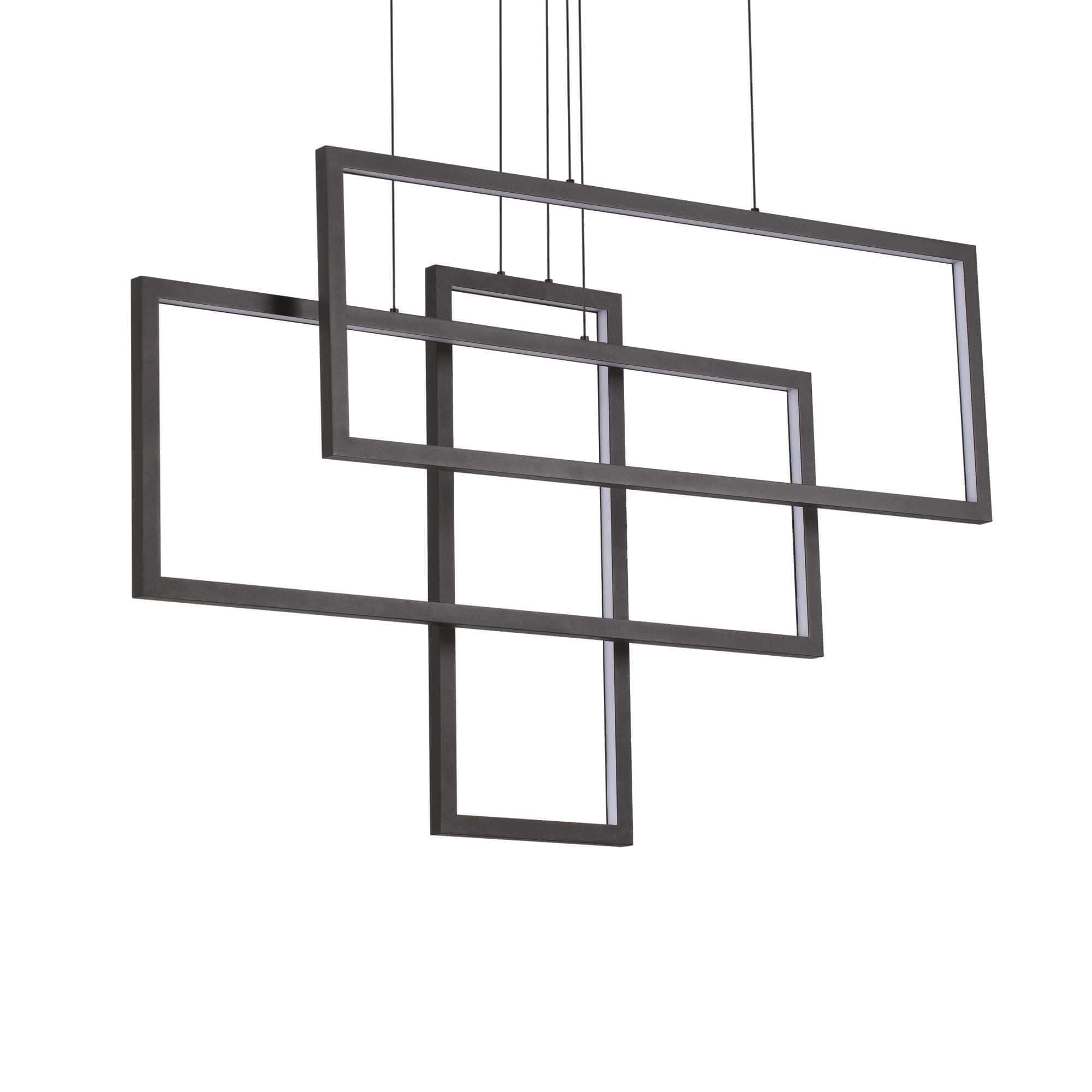 Ideallux Pendelleuchte RETTANGOLO schwarz, mattes schwarzes Metall, modernes Design, höhenverstellbar, LED 10700LM 3000K