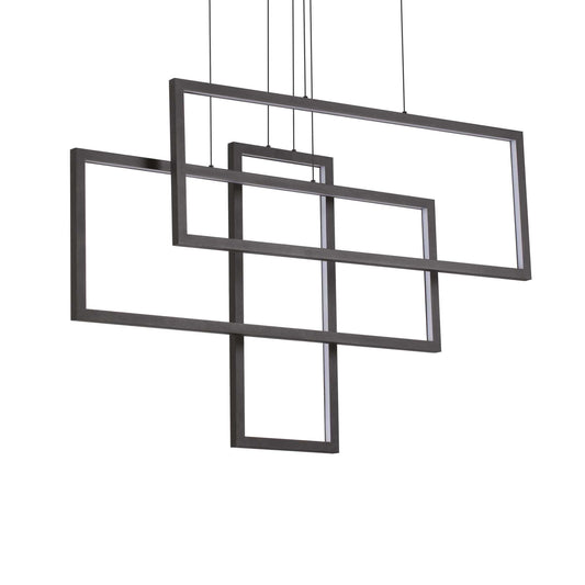Ideallux Pendelleuchte RETTANGOLO schwarz, mattes schwarzes Metall, modernes Design, höhenverstellbar, LED 10700LM 3000K