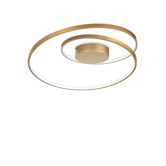Ideallux Deckenleuchte Gold, modern LED ceiling light with metallic finish, 60cm diameter, non-dimmable.