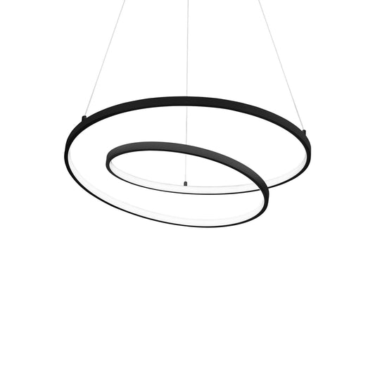 Ideallux Pendelleuchte OZ, 60cm schwarz, LED-Lampe, moderne runde Design-Hängelampe, passend für stilvolle Innenausstattung.