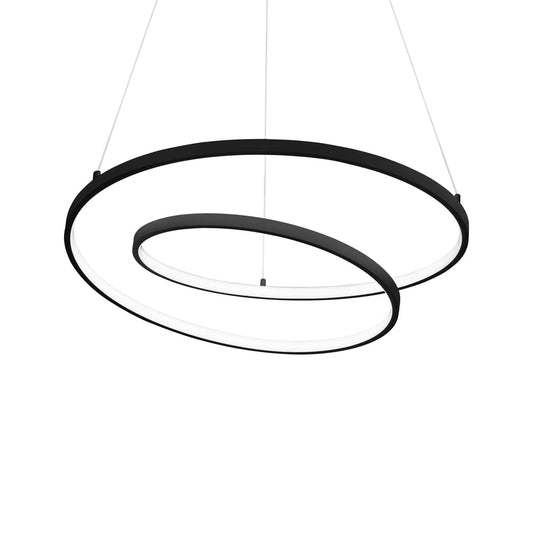 Ideallux OZ 80cm black pendant light with LED, metal frame, adjustable cord, and modern spiral design.