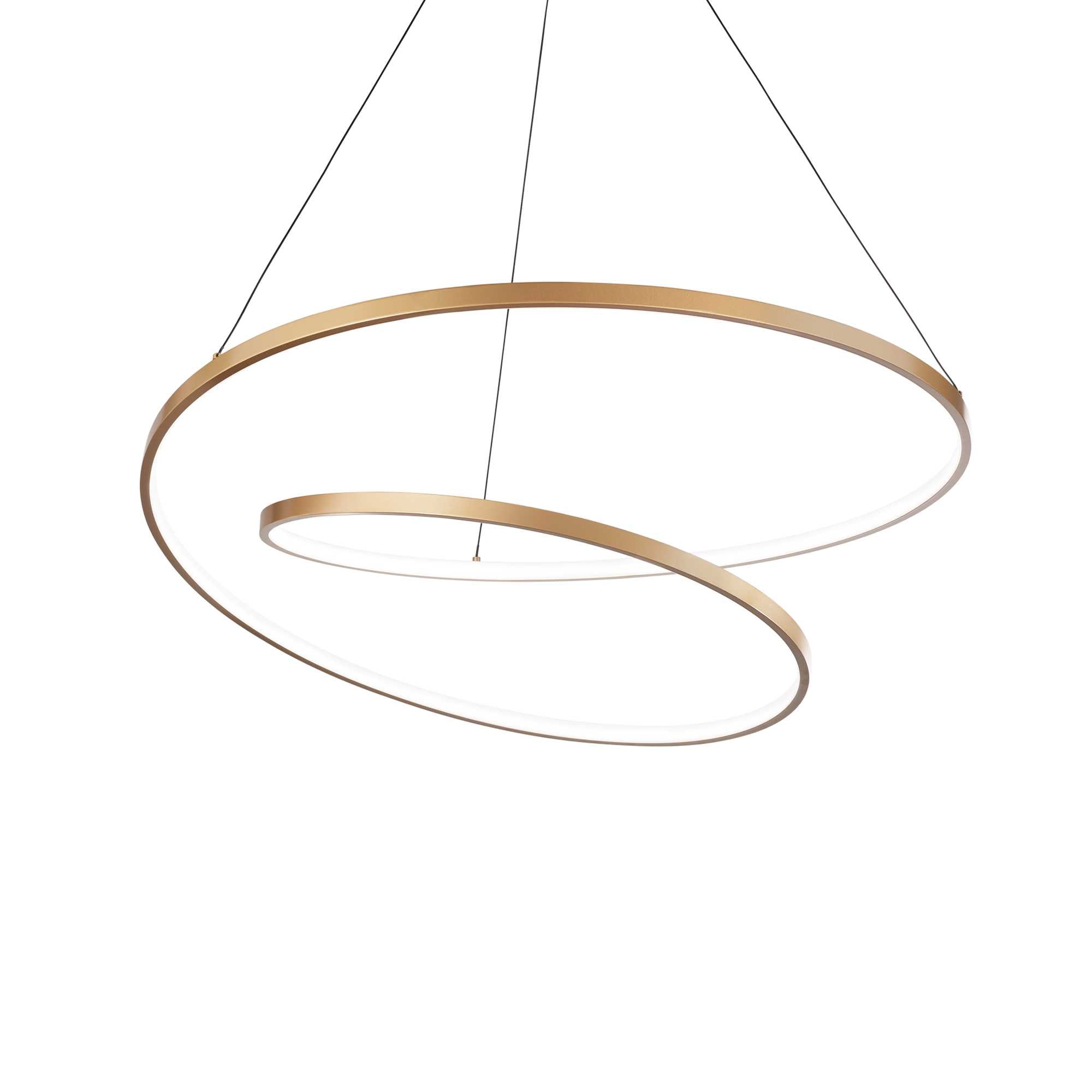 Elegant Ideallux OZ 80cm gold pendant light with spiral design, featuring a sleek metal finish and LED illumination.