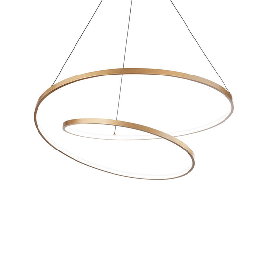 Elegant Ideallux OZ 80cm gold pendant light with spiral design, featuring a sleek metal finish and LED illumination.