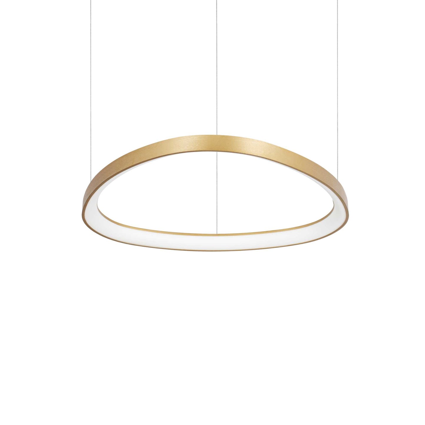 Ideallux GEMINI pendant light, 61cm, brushed brass finish, LED, adjustable height, round design
