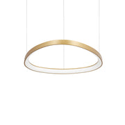 Ideallux GEMINI pendant light, 61cm, brushed brass finish, LED, adjustable height, round design