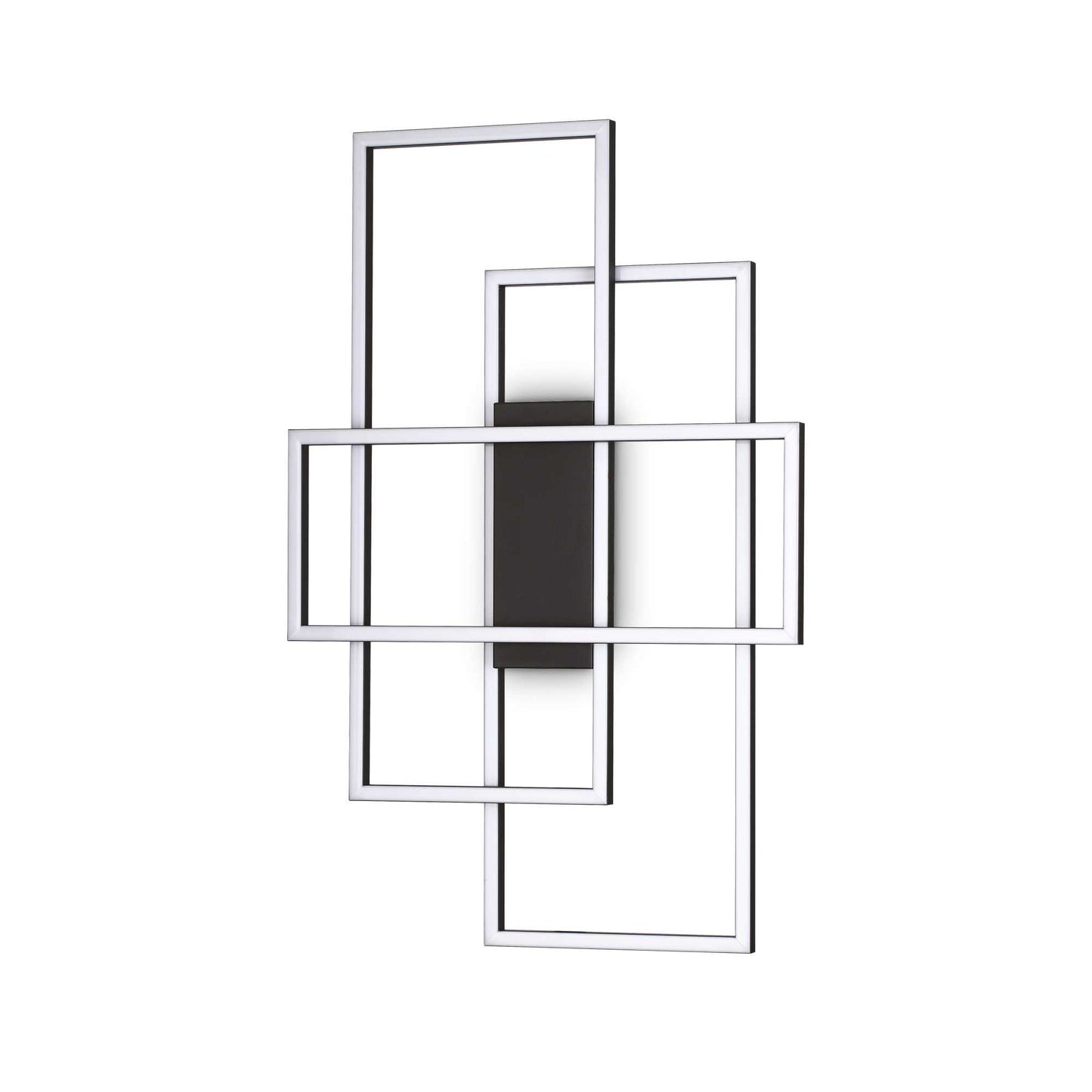 Ideallux Deckenleuchte RETTANGOLO schwarz, dimmbar, matt schwarz Metall, opal Kunststoffdiffusor, 62.5x41cm, LED 3000K, modernes Design
