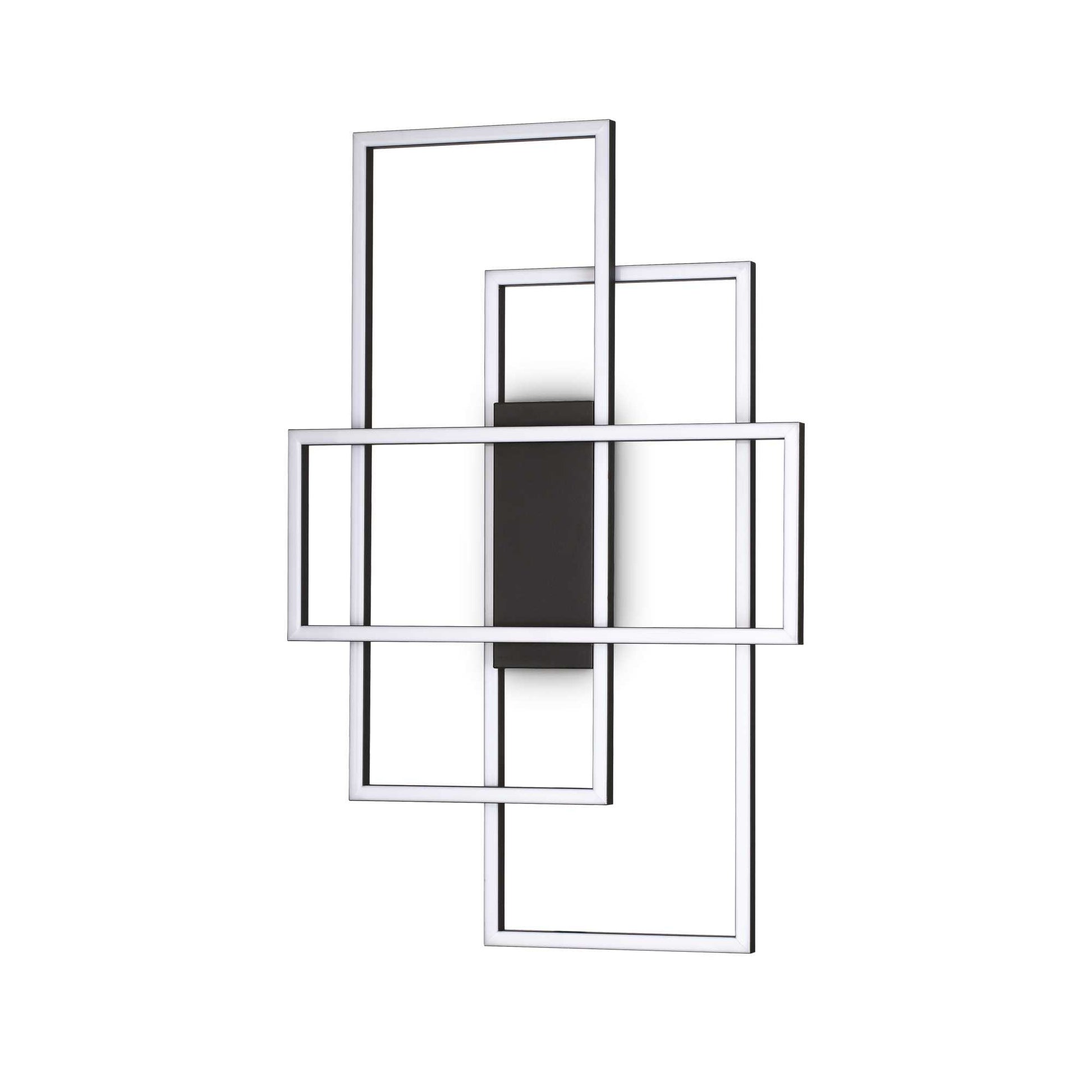 Ideallux Deckenleuchte RETTANGOLO schwarz, dimmbar, matt schwarz Metall, opal Kunststoffdiffusor, 62.5x41cm, LED 3000K, modernes Design