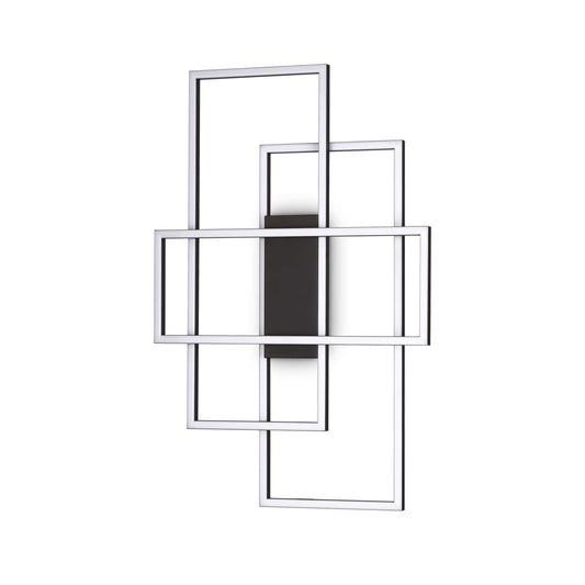 Ideallux Deckenleuchte RETTANGOLO schwarz, dimmbar, matt schwarz Metall, opal Kunststoffdiffusor, 62.5x41cm, LED 3000K, modernes Design