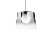 Ideallux FADE Chrom pendant light with dimmable feature, transparent glass shade, adjustable height, and modern chrome finish.