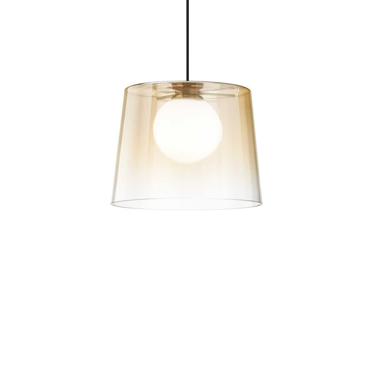 Ideallux Pendelleuchte FADE Amber dimmable pendant light with amber glass shade, adjustable height, G9 socket.