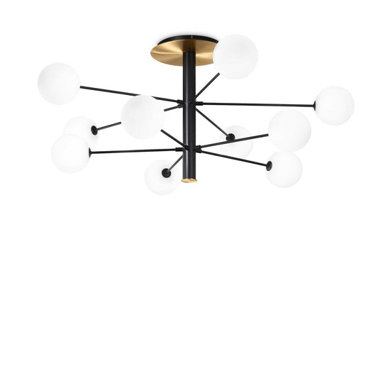 Ideallux COSMOPOLITAN black gold ceiling lamp with 10 lights and matte metal frame