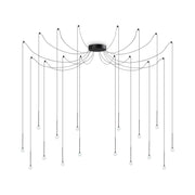 Ideallux LUCCIOLA 16-light black pendant lamp, height adjustable, 200cm diameter, modern metal design, non-dimmable LED.