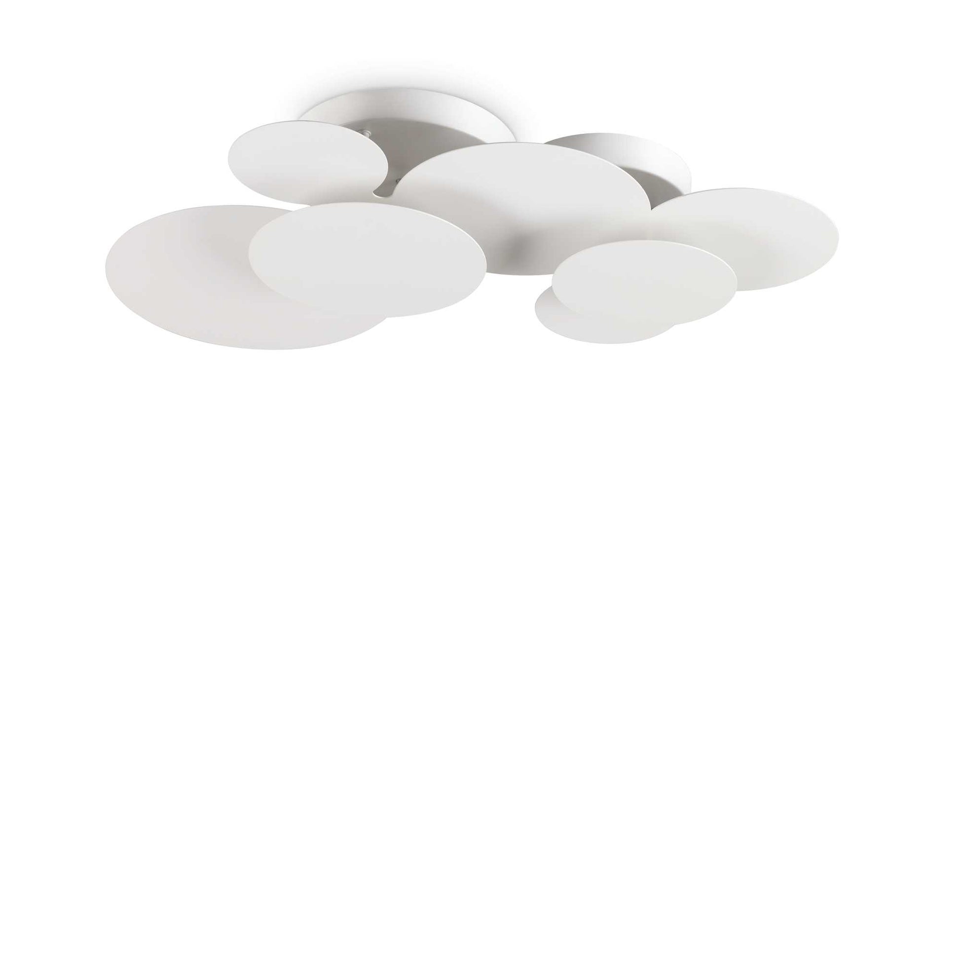 Ideallux CLOUD pendelleuchte mit 74cm Metallrahmen, opalen Acryldiffusoren, nicht dimmbar, 4000LM LED, 230V, weiße Lackierung.