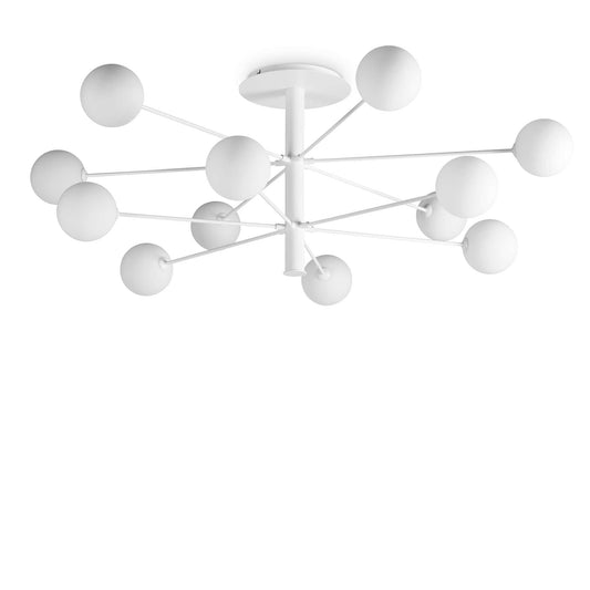Ideallux COSMOPOLITAN 12-light white ceiling lamp with matte finish and etched glass
