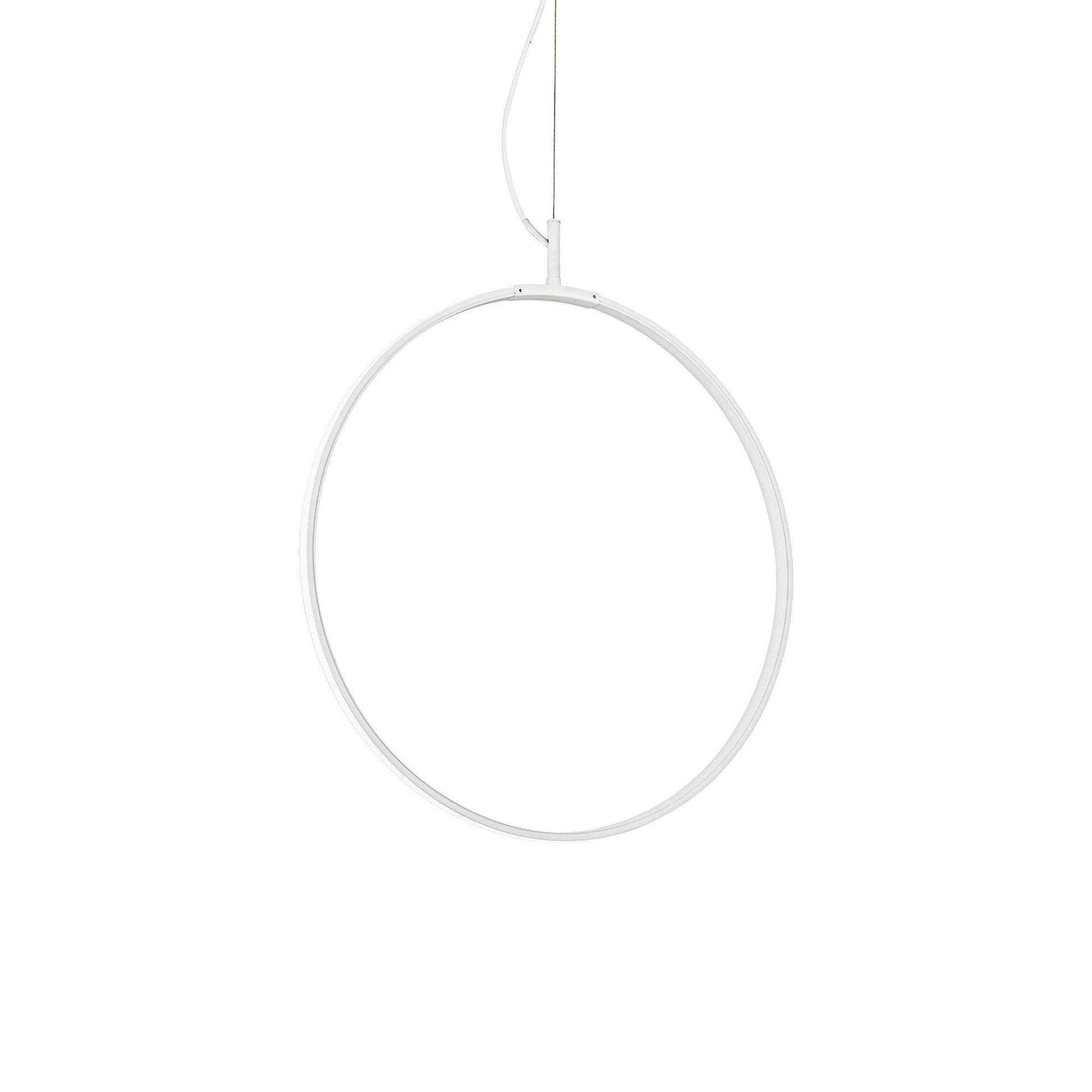 Ideallux Pendelleuchte Circus 44cm in Weiß, pulverbeschichtetes Metall, LED 3250LM 3000K, verstellbares Seil, moderner Hängelampe
