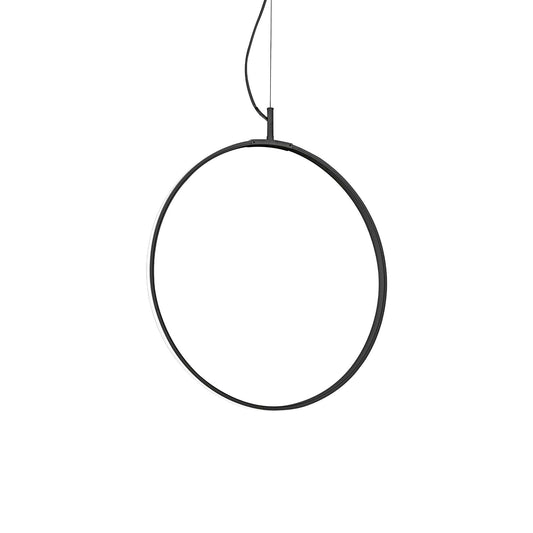 Ideallux Pendelleuchte Circus black 44cm metal and polycarbonate hanging lamp, adjustable cable, LED compatible, modern minimalist design.