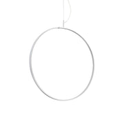 White Ideallux Circusc 60cm pendant light made of powder-coated metal and polycarbonate.