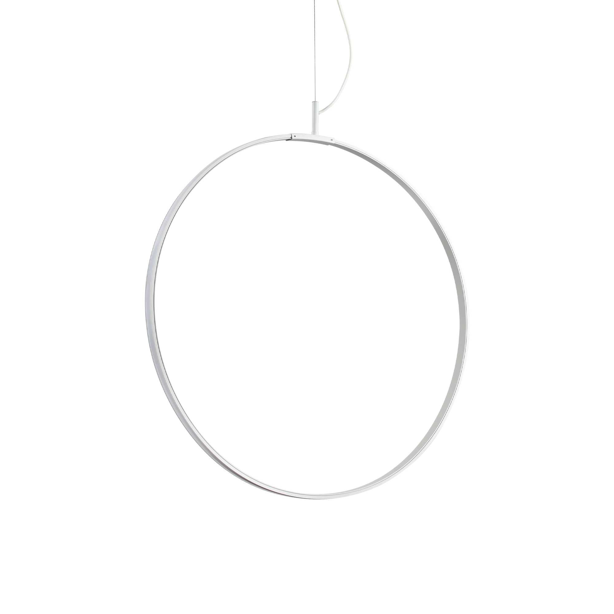 White Ideallux Circusc 60cm pendant light made of powder-coated metal and polycarbonate.
