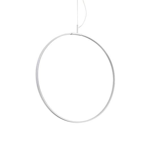 White Ideallux Circusc 60cm pendant light made of powder-coated metal and polycarbonate.