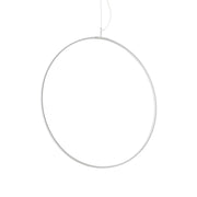 Ideallux Pendelleuchte Circus, 74cm diameter, white LED ring pendant light with adjustable height, made from metal and polycarbonate.
