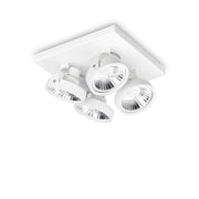 Ideallux KONIG 4-flammig white ceiling lamp with adjustable arms and GU10 sockets, made from powder-coated aluminum.