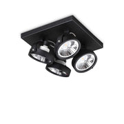 Ideallux Deckenleuchte KONIG 4Flammig in schwarz, verstellbar, dimmbar, aus Aluminium, geeignet für GU10-Lampen, modernes Design.