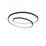 Ideallux Pendelleuchte OZ black pendant light with adjustable cable, 60 cm diameter, featuring dimmable LED and DALI push dimmer.