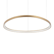 Ideallux GEMINI 105cm brass pendant light, elegant round design, adjustable height, LED, modern minimalist style lighting for home decor.