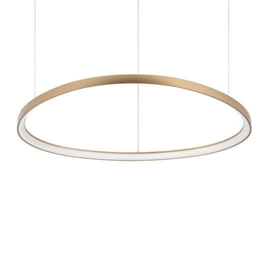 Ideallux GEMINI 105cm brass pendant light, elegant round design, adjustable height, LED, modern minimalist style lighting for home decor.