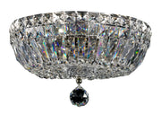 Luxurious crystal ceiling light with faceted glass design featuring a modern and elegant aesthetic.