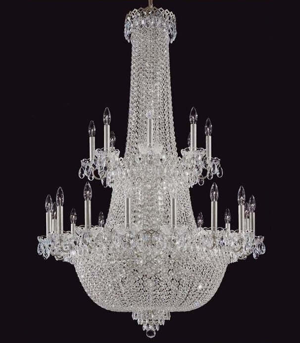 XXL Kristall Korblüster Hängeleuchte, 180cm hoch, 130cm Durchmesser, aus Messing, Chrom und Bleikristall, ideal für Treppenhaus.