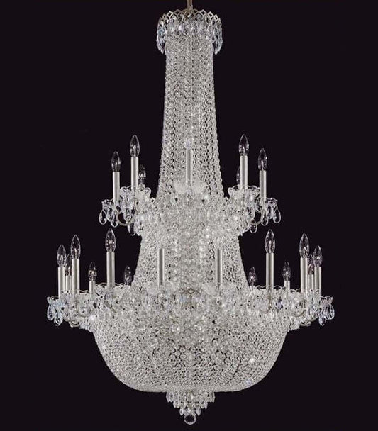 XXL Kristall Korblüster Hängeleuchte, 180cm hoch, 130cm Durchmesser, aus Messing, Chrom und Bleikristall, ideal für Treppenhaus.