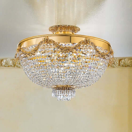 Masiero Kristall Deckenleuchte VE818 Gold/Messing mit funkelnden Kristallen