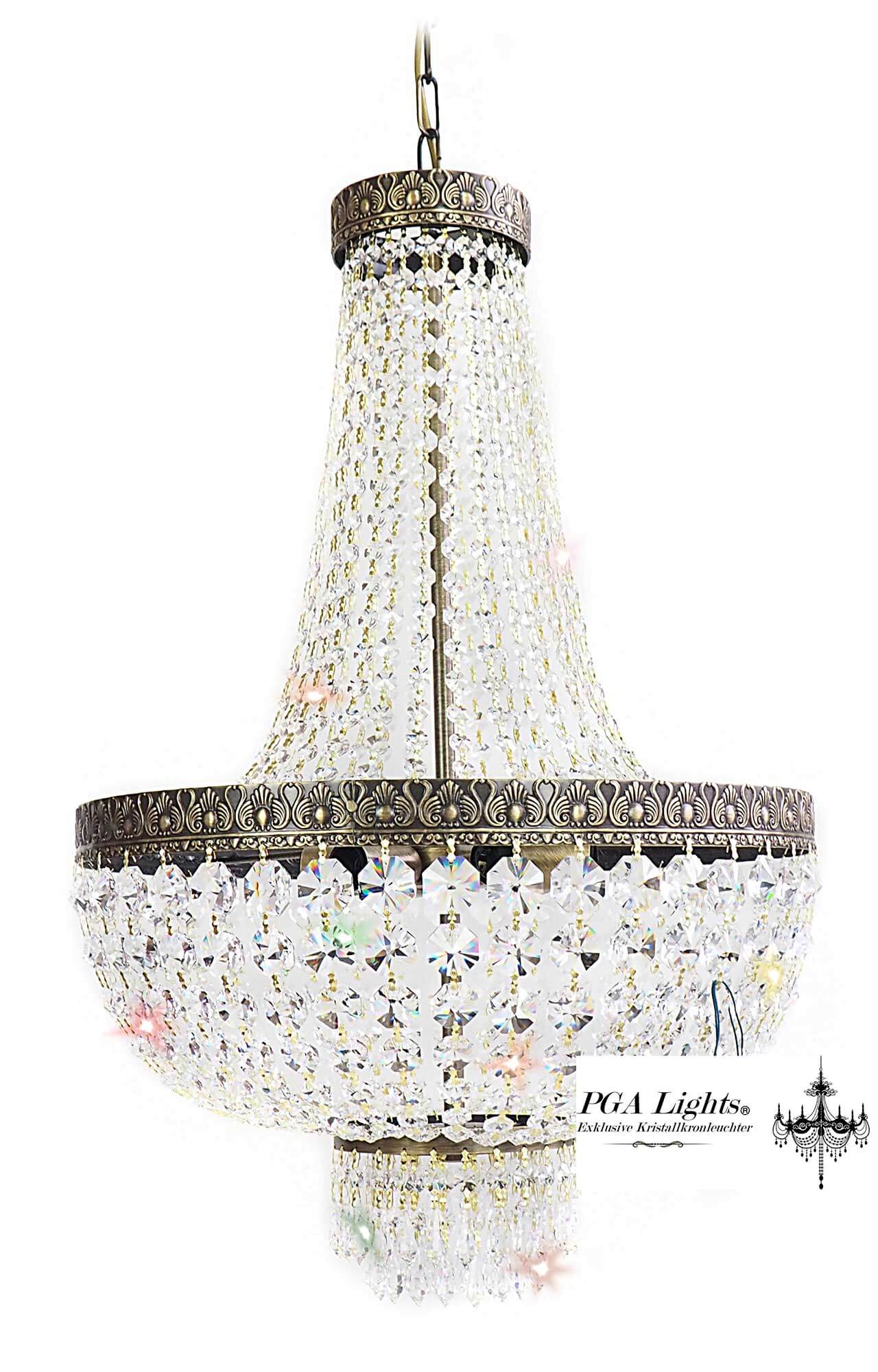 Antique style KRISTALL KORBLÜSTER AMSTERDAM chandelier with dazzling lead crystals, dimmable, Ø45cm, adds elegance to any room.