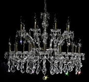 Kristall Kronleuchter Silber 16+8 Leuchten mit funkelnden Bleikristallen, Ø90cm, dimmbar, 24kt vergoldet, Maria Theresa Design