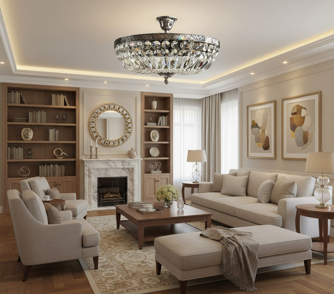 Kristall Deckenleuchte Schönbrunn in Silber