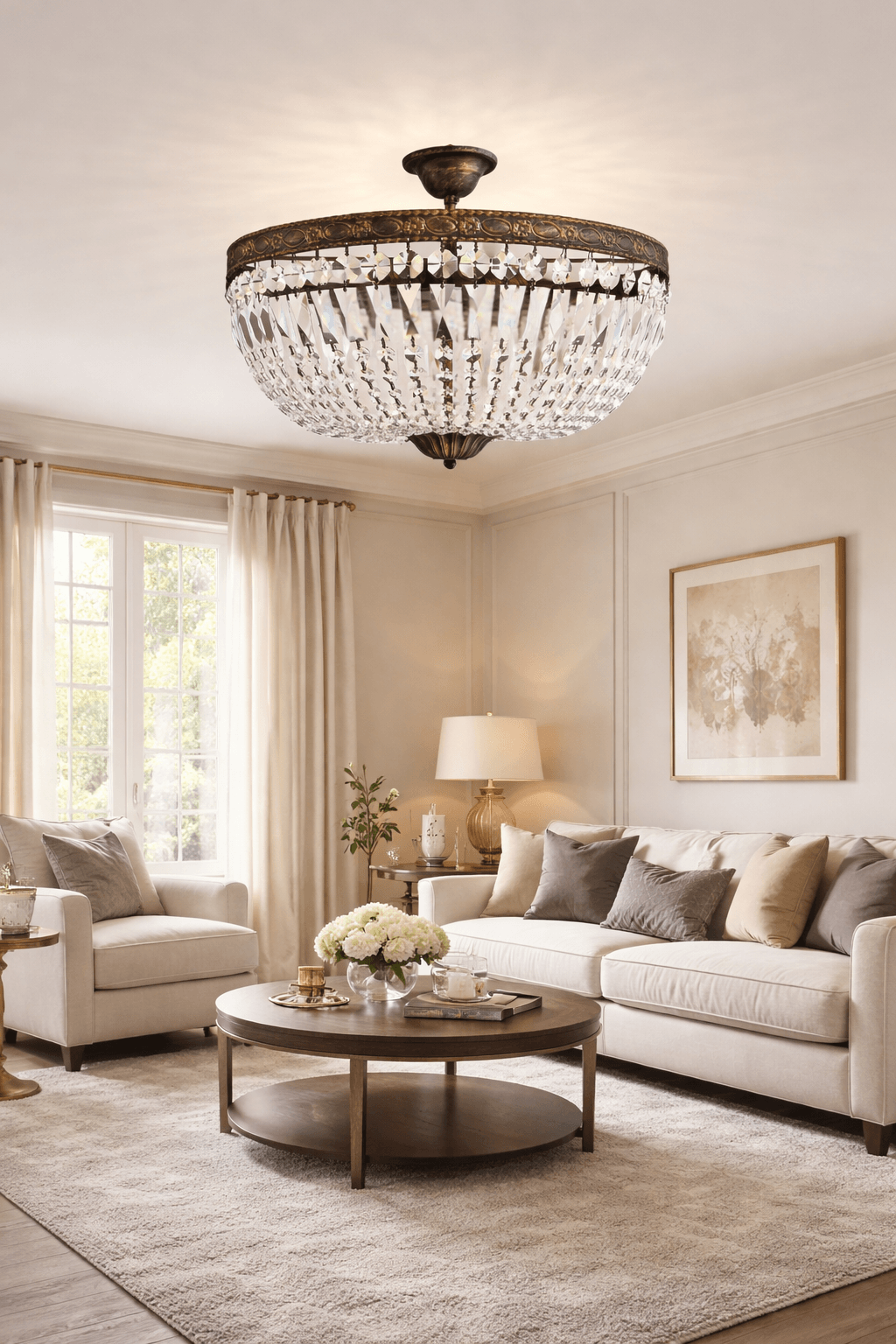 Kristall Deckenlampe Florence Ø50cm Antik