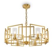 Maytoni Pendelleuchte Bowi klein brass pendant light with six glass shades, adjustable height, gold metal frame, dimmable E14 socket.