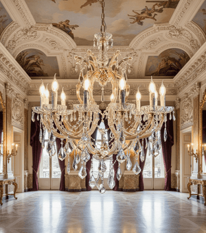 Crystal chandelier Mozart Gold Ø80cm 12 lights arms covered with crystal glass