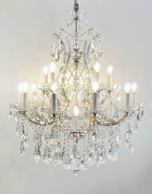 Exklusiver Kristall Kronleuchter Beethoven Ø80cm mit 16 Leuchten und geschliffenem Kristallglas, dimmbar, vergoldet oder Chrom.