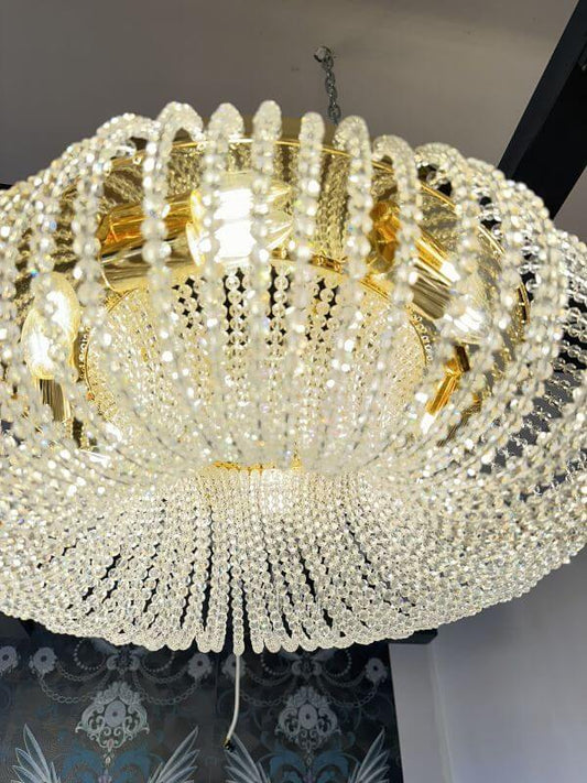 Luxurious gold Kristall Deckenleuchte Belvedere with ornate crystal design, Ø55cm, height 20cm, perfect centerpiece for elegant rooms.