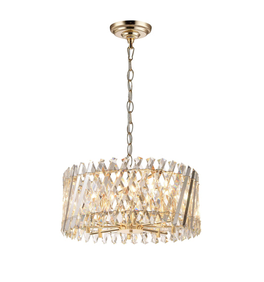 Gold and silver hanging chandelier with sparkling crystal rods, Heidelberg pendant light Ø60cm, dimmable and adjustable height