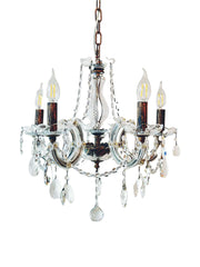 Antike Kristall Kronleuchter mit 5 Leuchten, funkelnden Bleikristallen, Ø48cm, ideal für klassisches Interieur, dimmbar, elegantes Design.