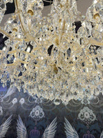 Luxurious gold Maria Theresia chandelier with crystal glass arms, intricate design, Ø120cm, enhances elegant interior decor.