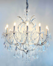 Luxurious Kristall Kronleuchter Mozart chandelier with 12 lights and crystal glass arms, ideal for elegant interior decoration.
