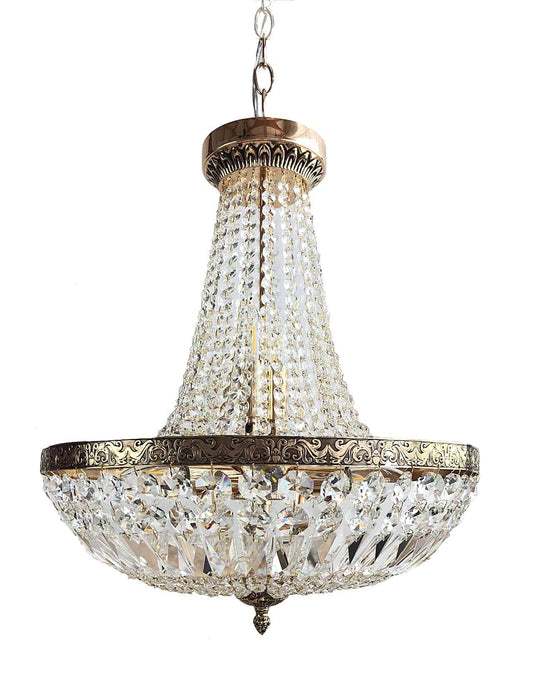 Kristall Korblüster SCHÖNBRUNN Antik Gold, 8-flammig, Ø45cm, aus geschliffenem Kristall, elegantes Design, dimmbar, Highlight für jeden Raum.