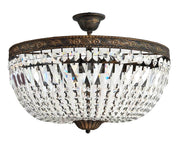 Kristall Deckenlampe Florence Ø50cm, antik-gold metallic mit geschliffenen Kristallen, dimmbar für 5 E14 LED/Halogen, elegant und funkelnd.