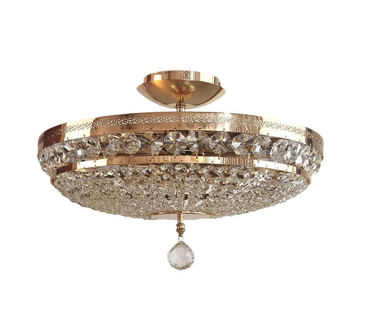 Kristall Deckenleuchte PALACE 45cm Gold mit geschliffenen Kristallen, 6 Flammig, dimmbar, ideal als elegantes Raum-Highlight.