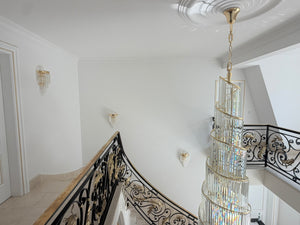 Kristall Hängeleuchte TWISTER Spiralelleuchte für Hotel - Treppenhaus - Galerie Durchmesser 100cm Höhe 560cm